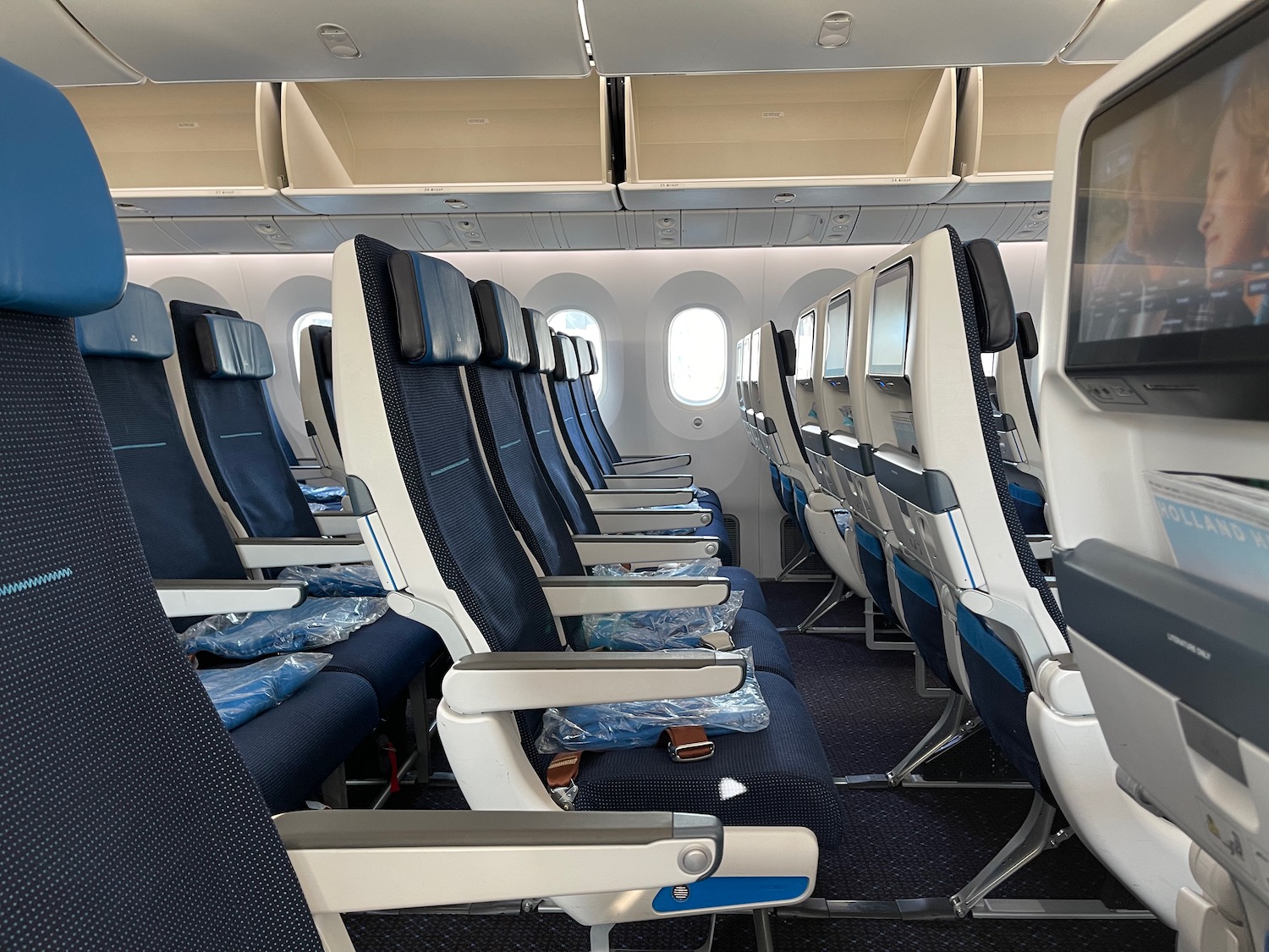 a row of seats in an airplane