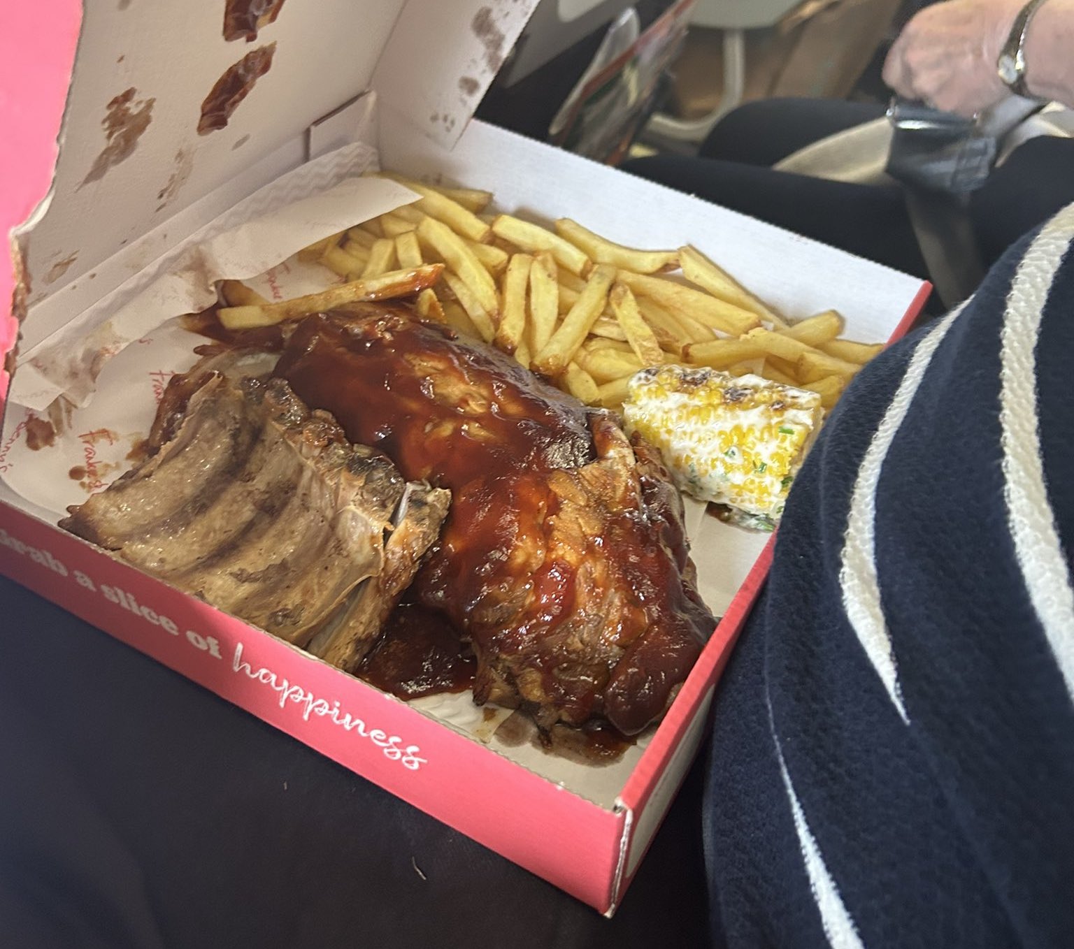 a box of ribs and french fries