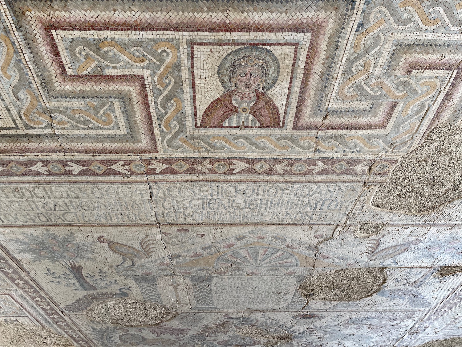 a mosaic on the ceiling