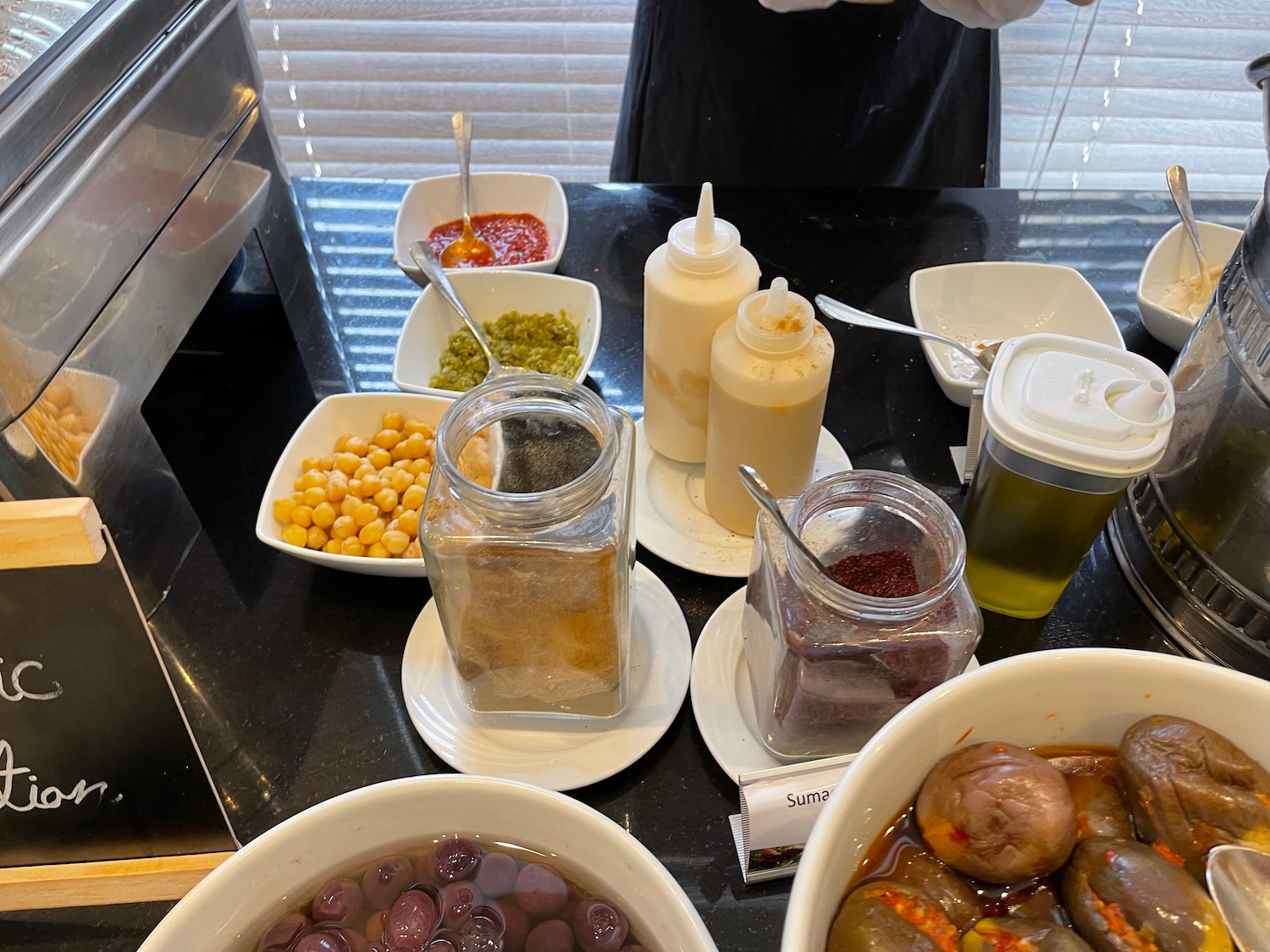 a table with different types of food on it