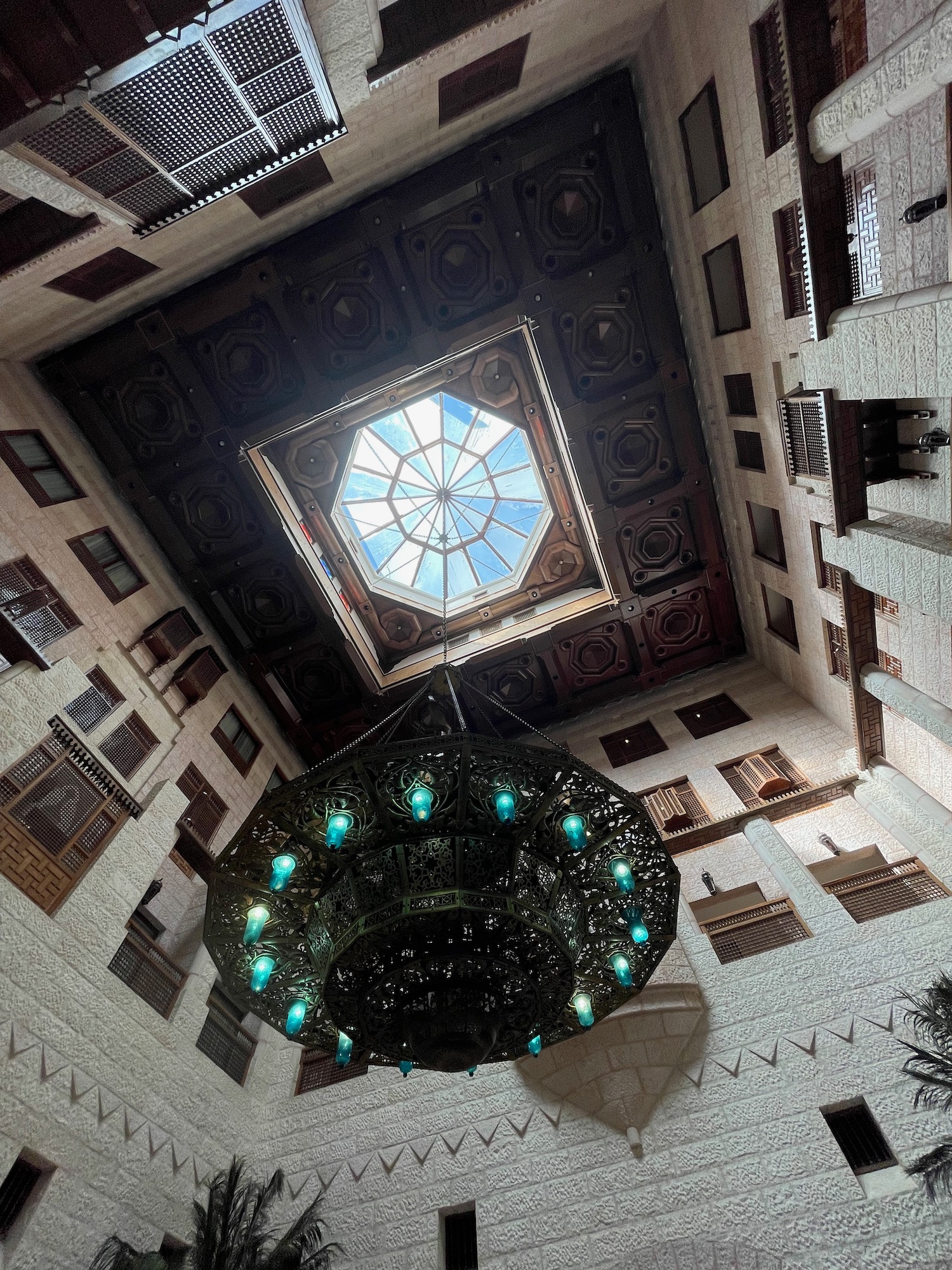 a chandelier in a building