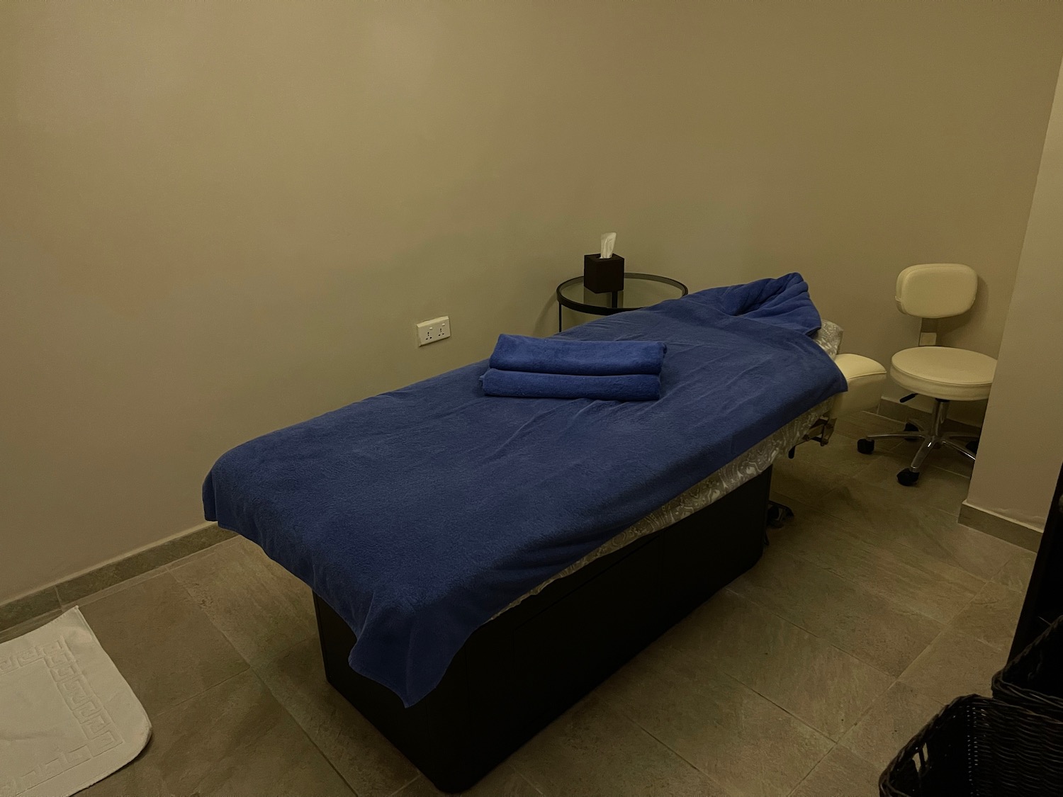 a massage table in a room