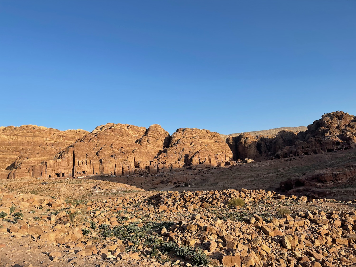 a rocky landscape with a blue sky