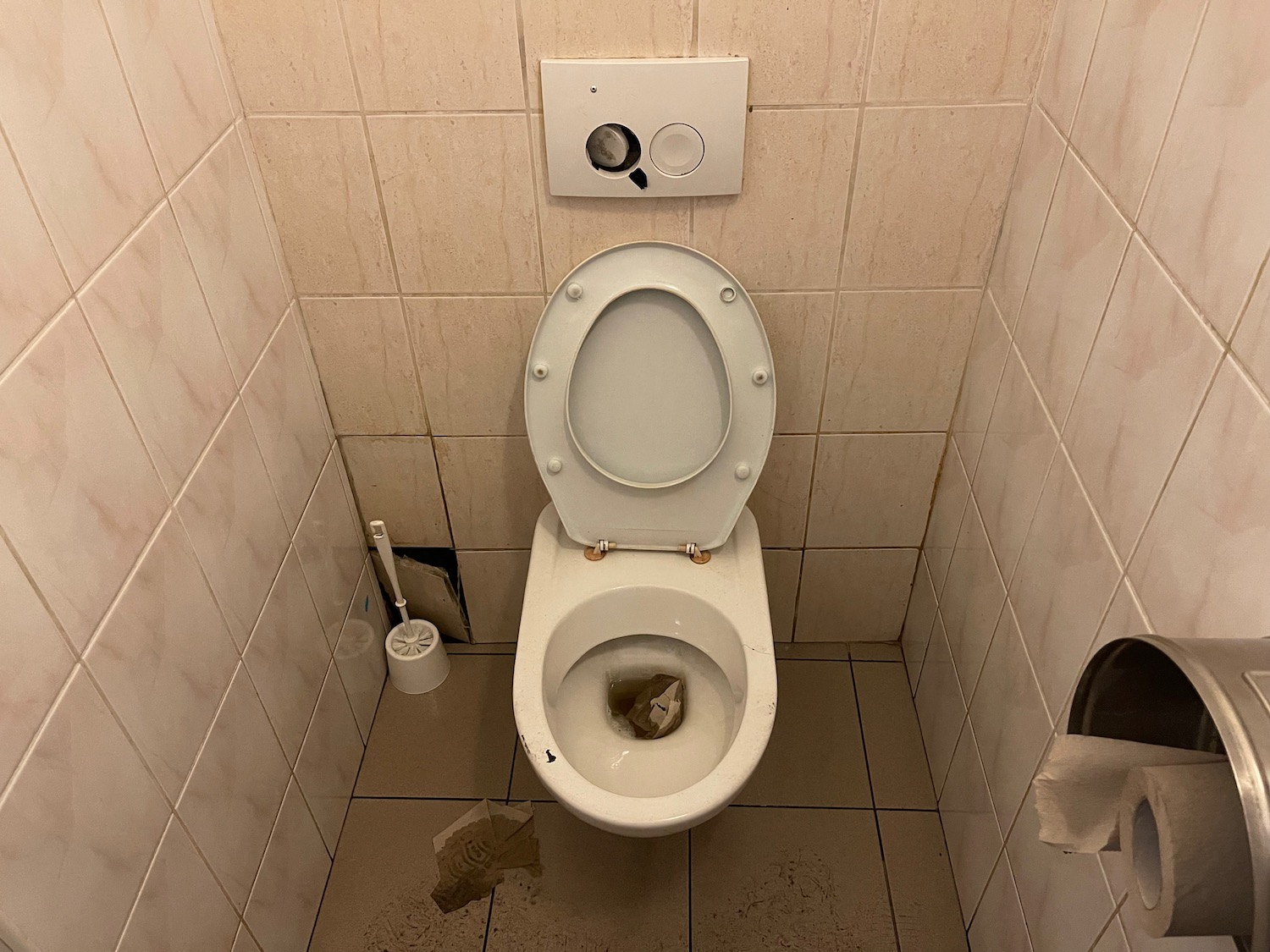 a toilet in a bathroom