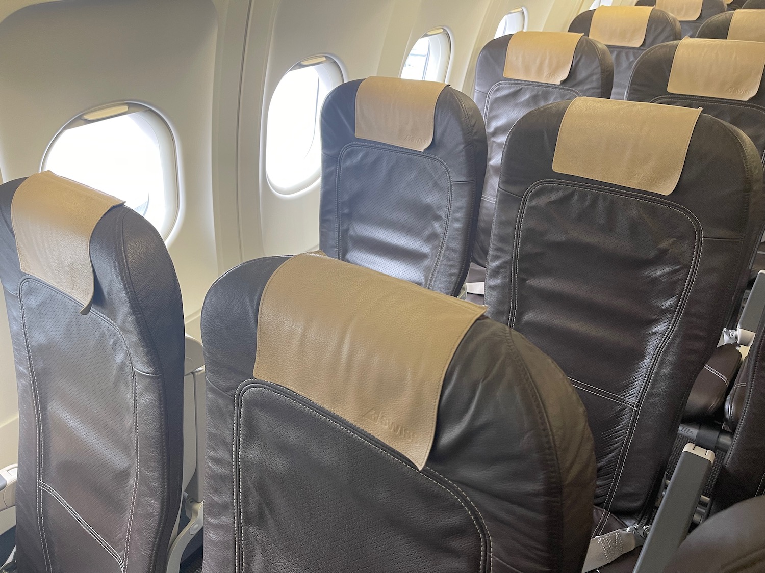 a row of seats on an airplane