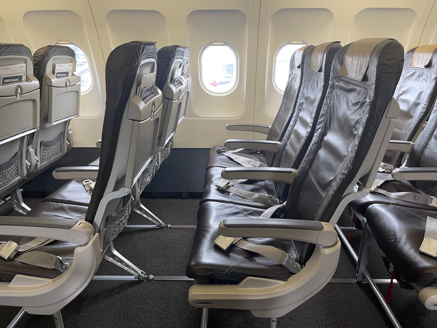 a row of seats in an airplane