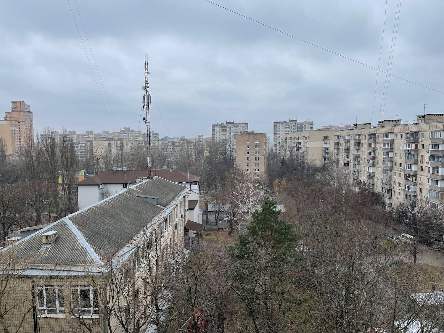 a city with trees and buildings