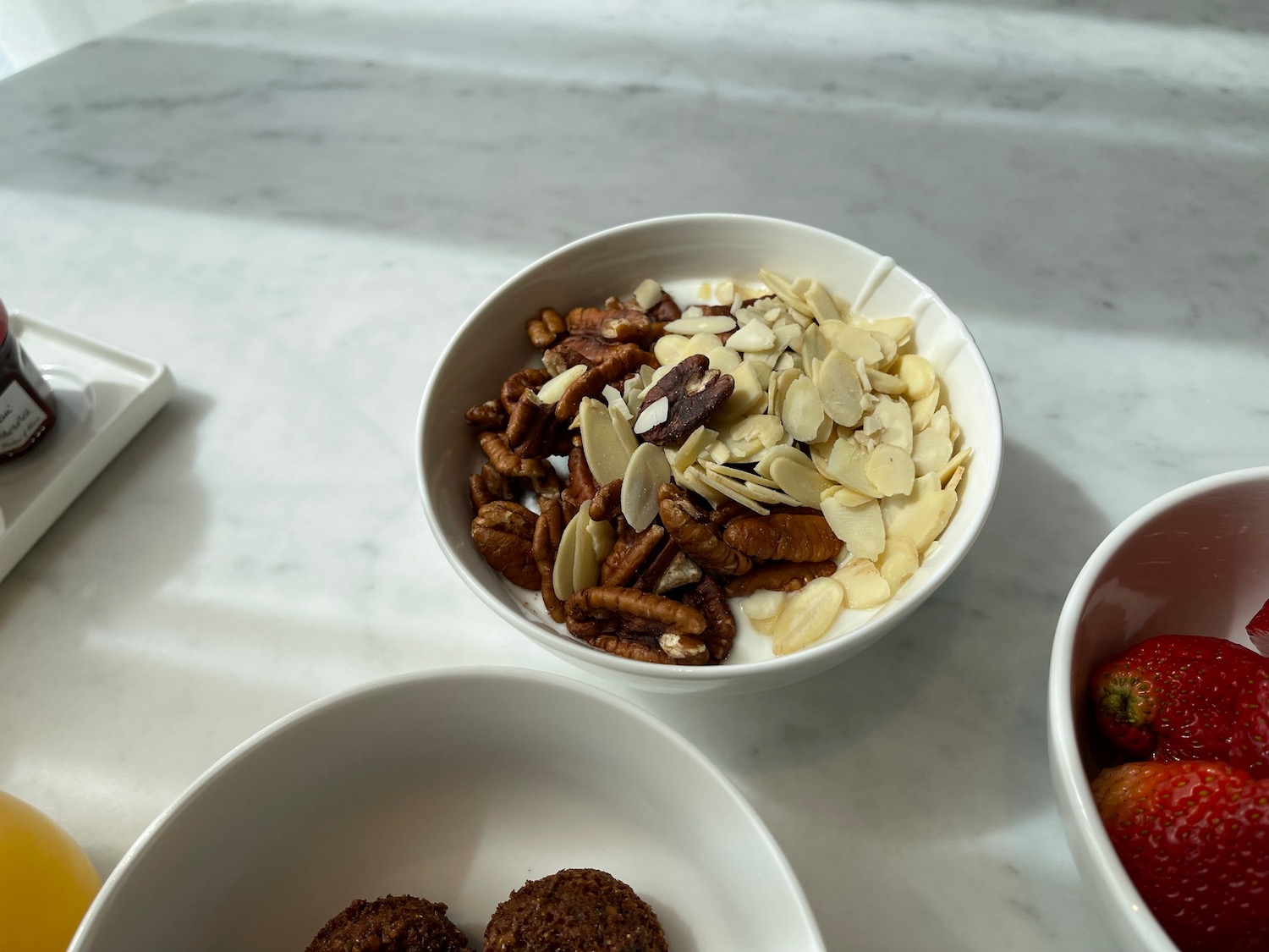 a bowl of nuts and seeds