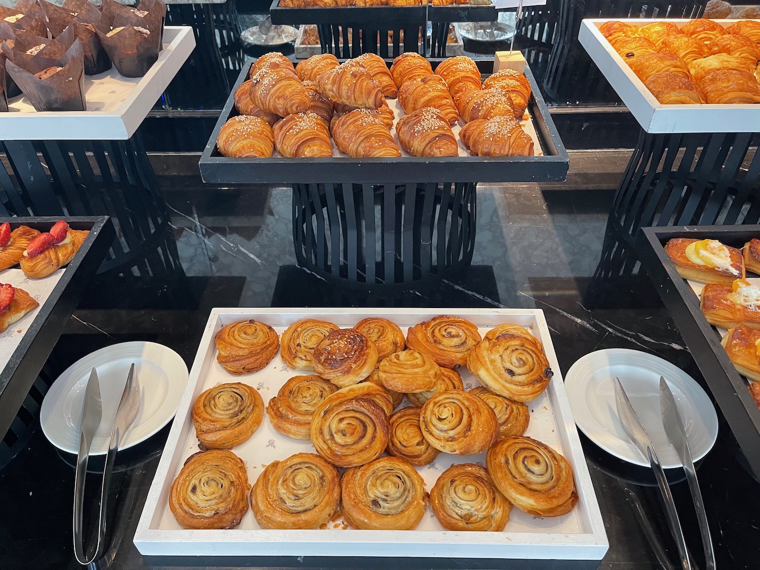 a table with pastries and pastries