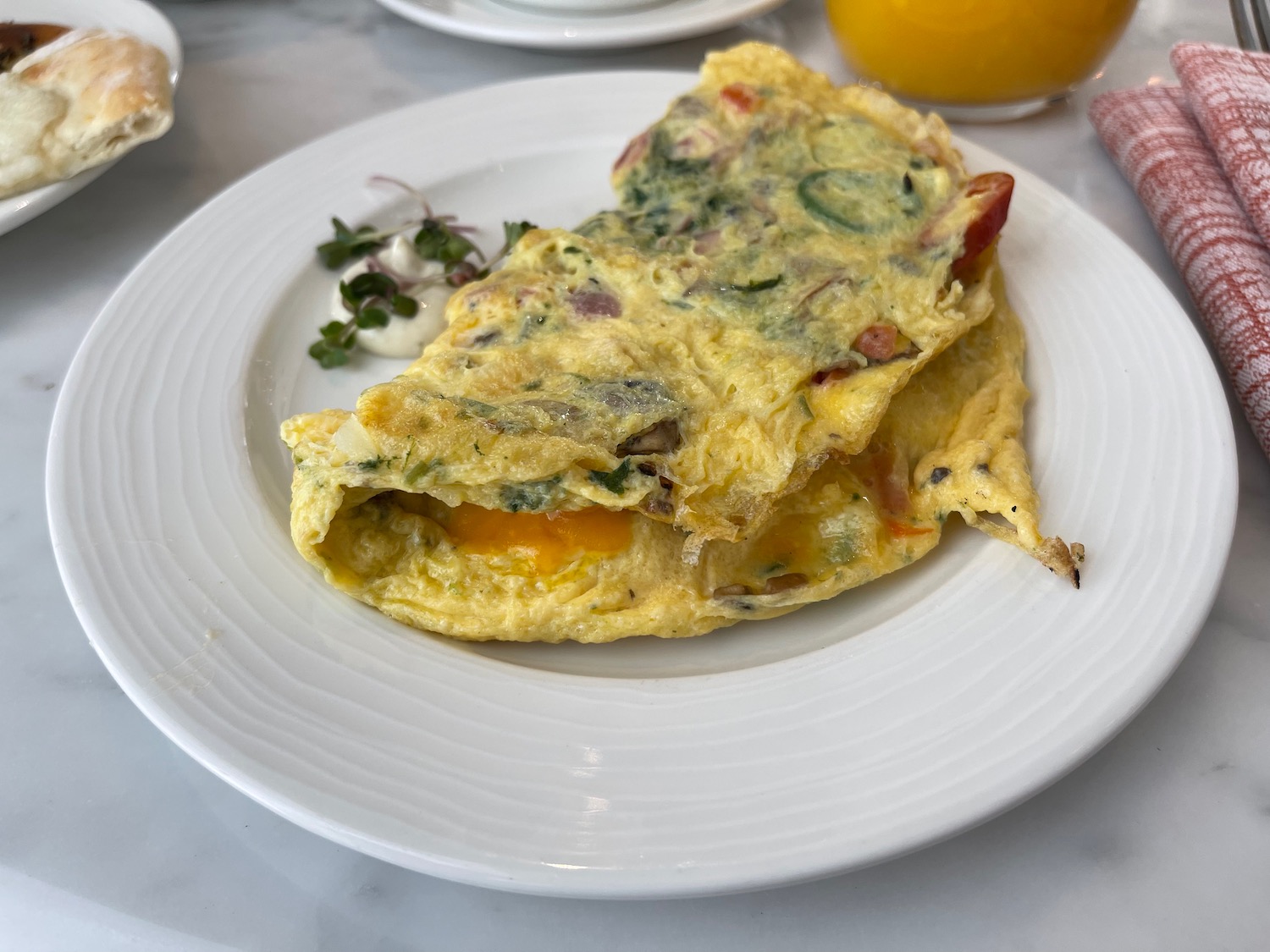 a plate of omelette on a table