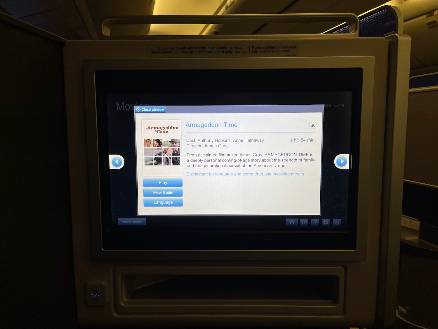 a screen on a plane