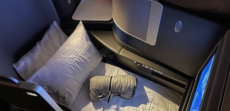 a bed in a plane