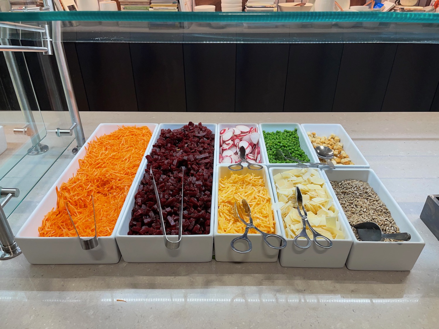 a row of different colored food items