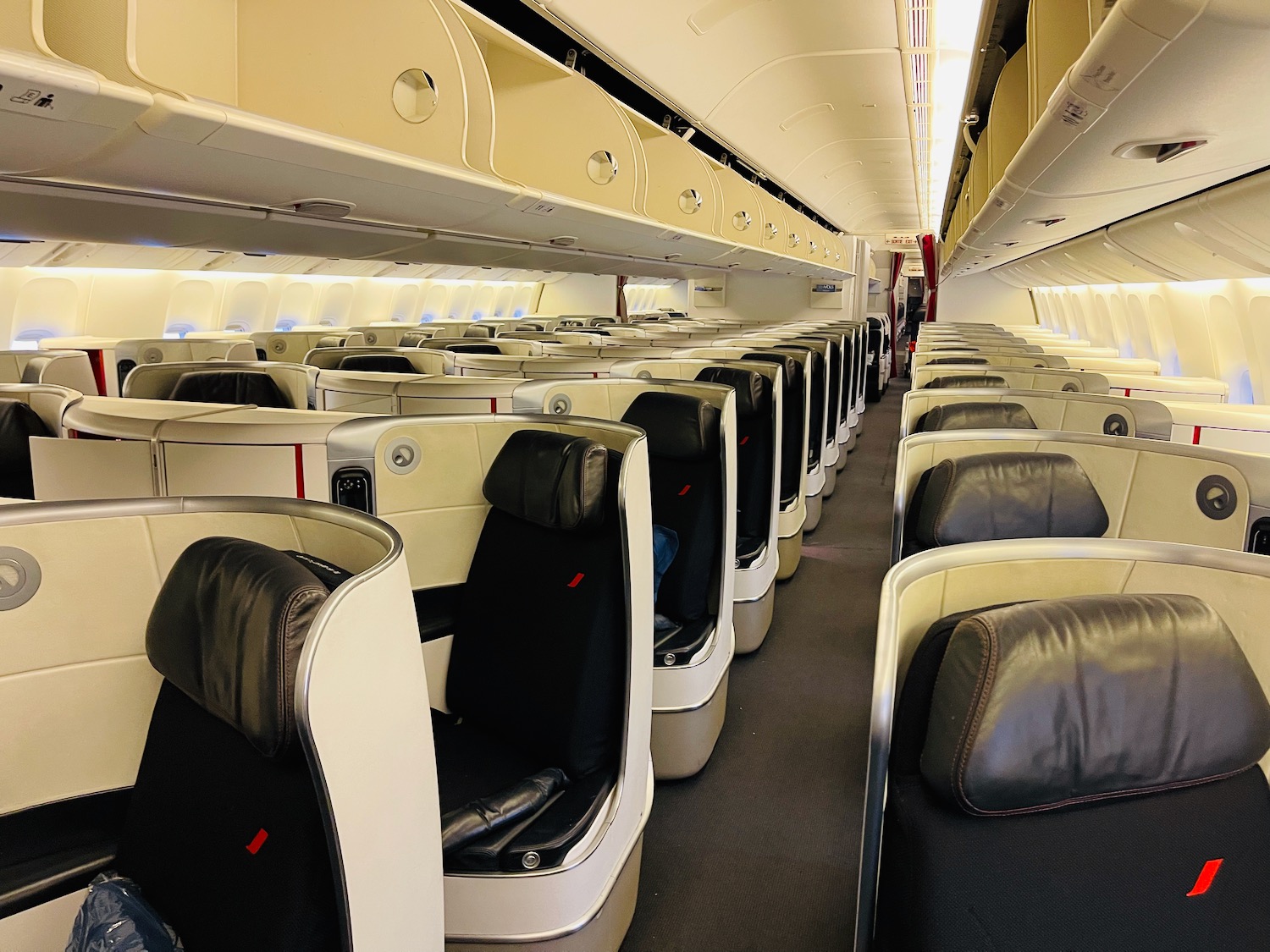 a row of seats in an airplane