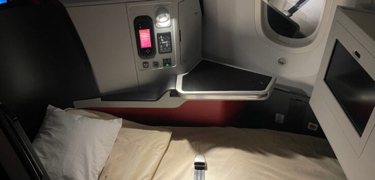 a bed in an airplane