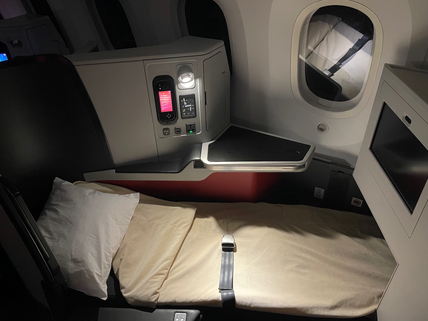 a bed in an airplane