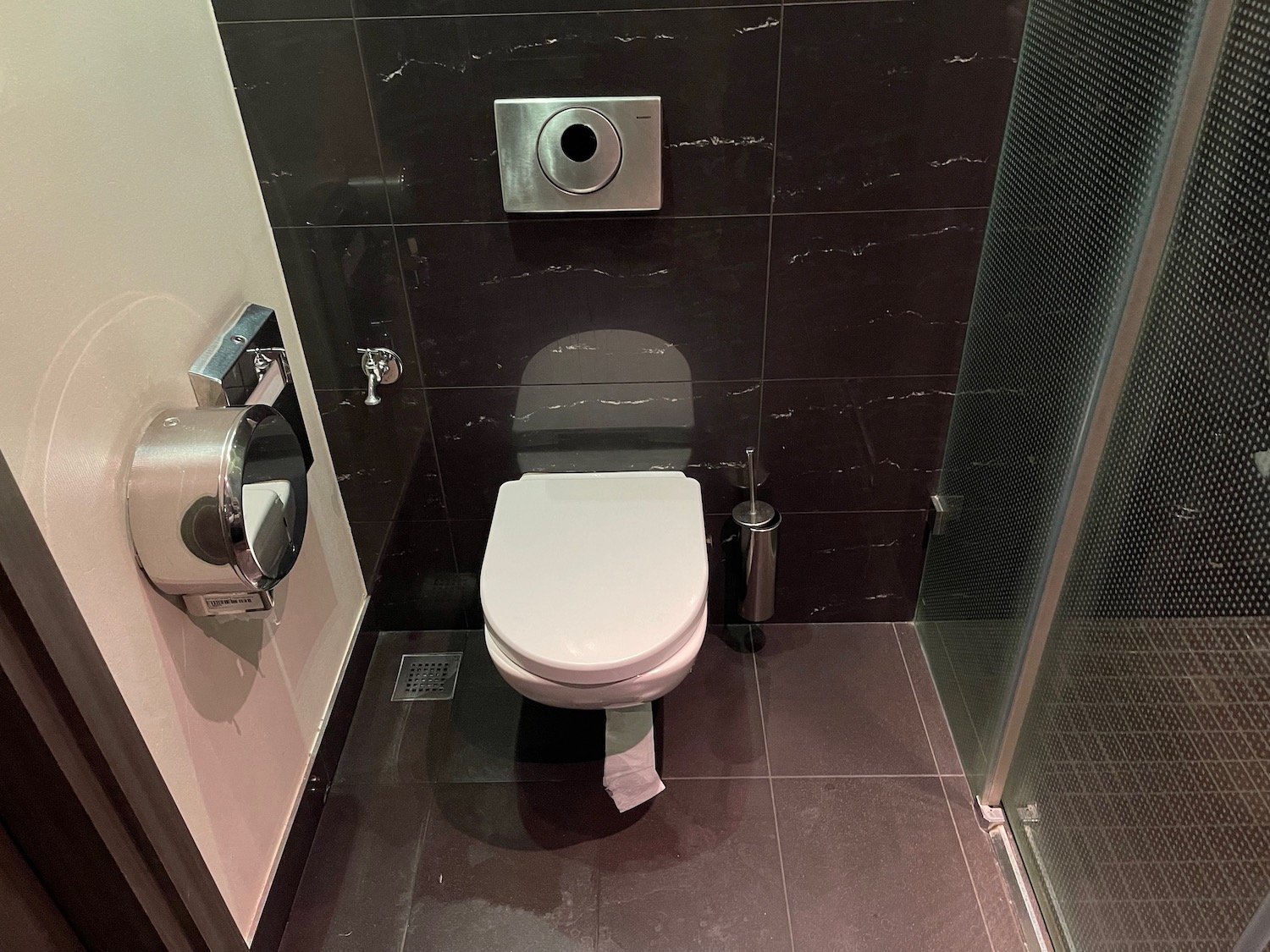 a toilet in a bathroom