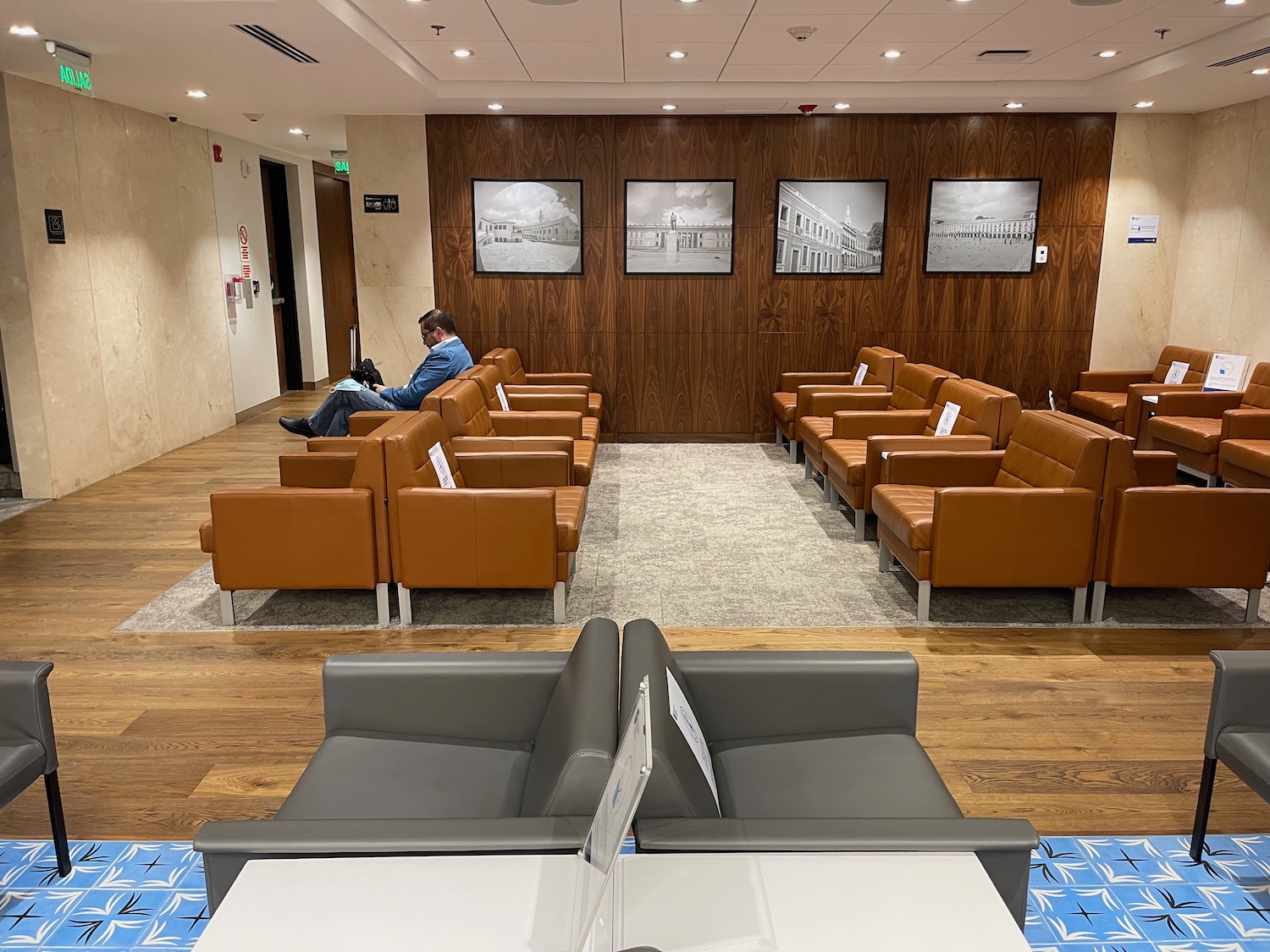 a man sitting in a waiting room