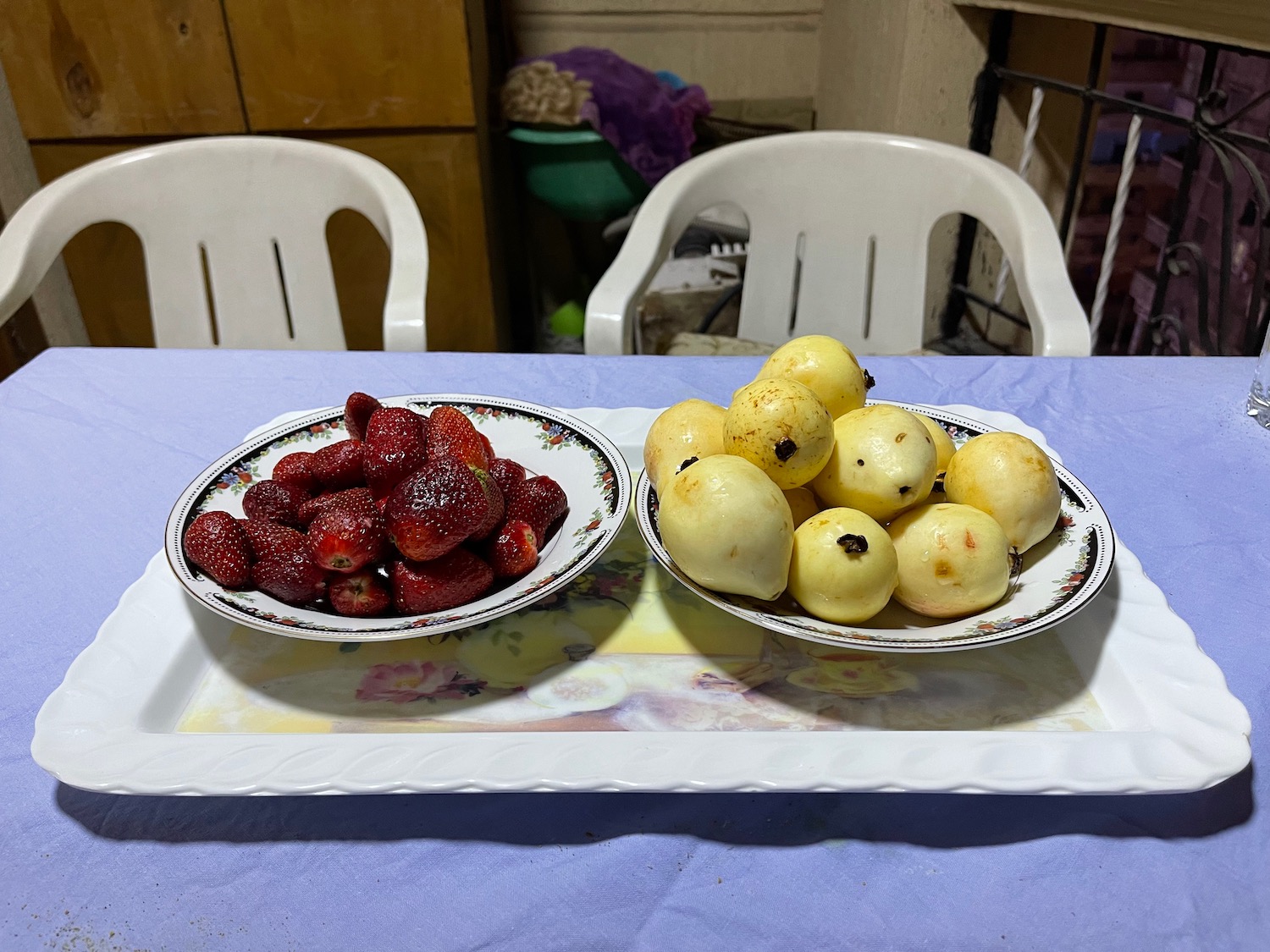 a plate of fruit on a table