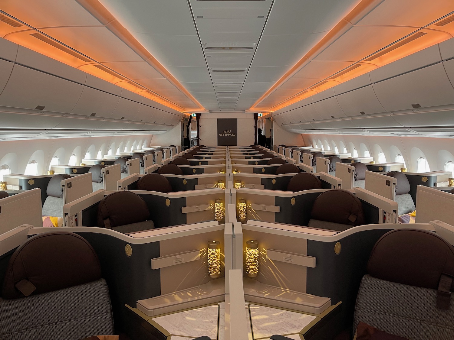 an airplane with rows of seats