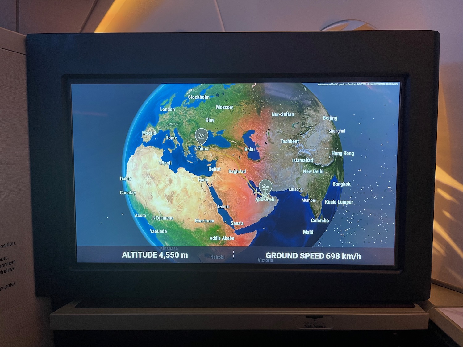 a screen with a map of the earth