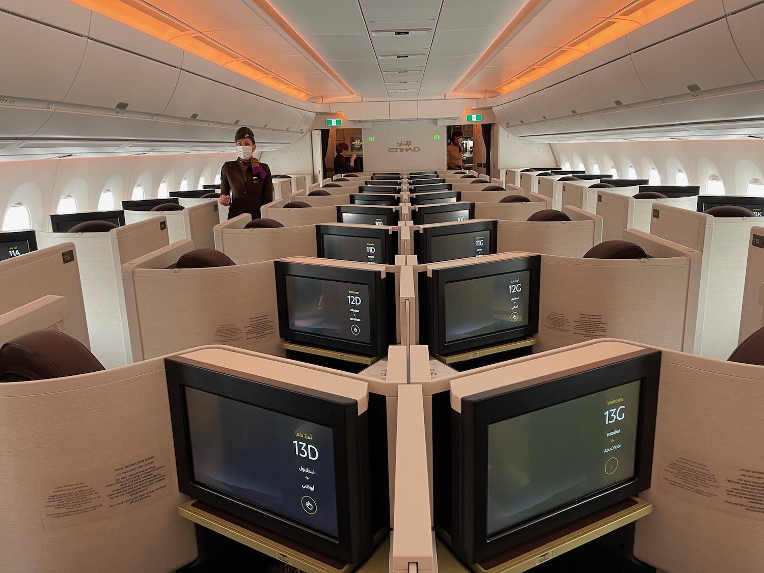a row of monitors in a plane