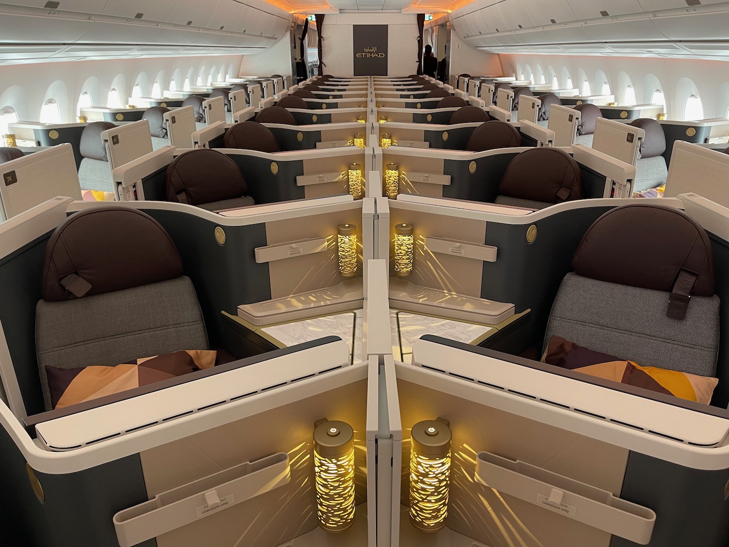 an airplane with rows of seats