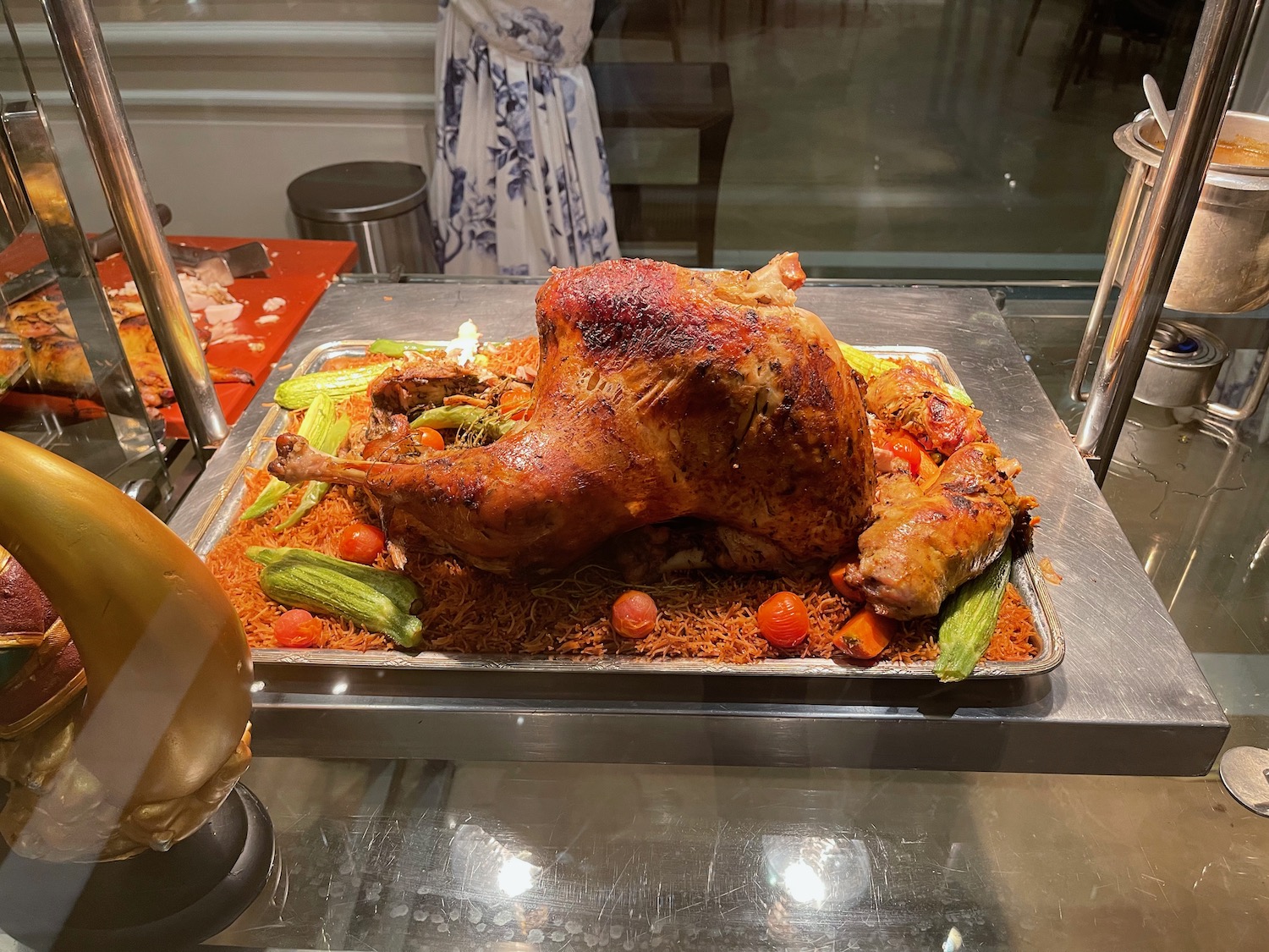 a large cooked turkey on a tray