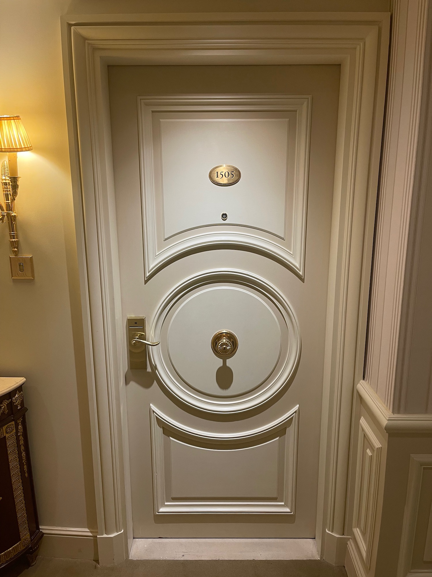 a white door with a round door handle