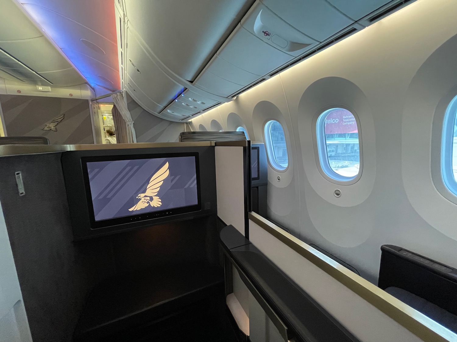 a tv in an airplane