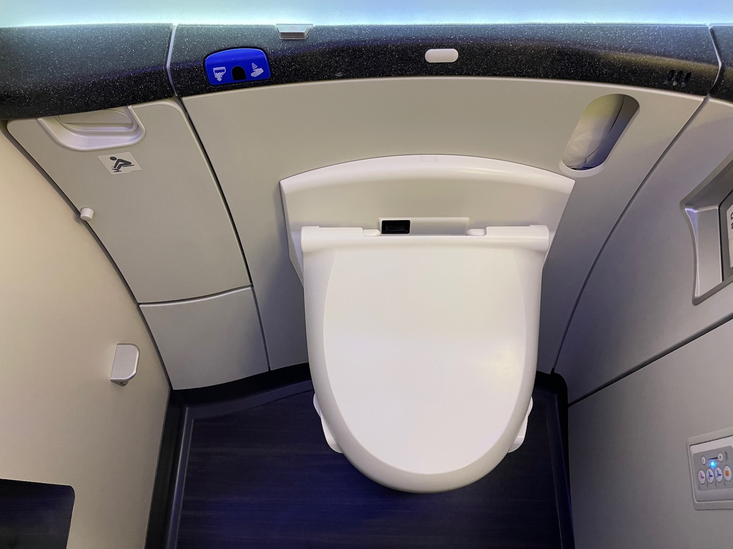 a toilet in a plane