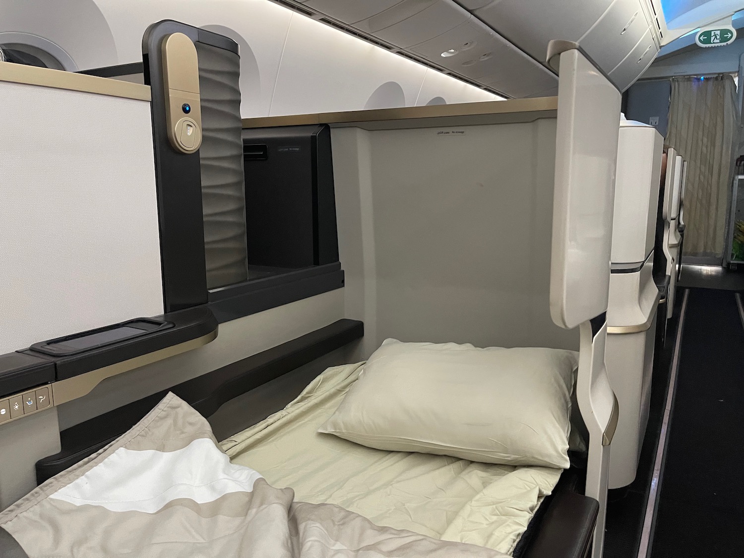 a bed in a plane