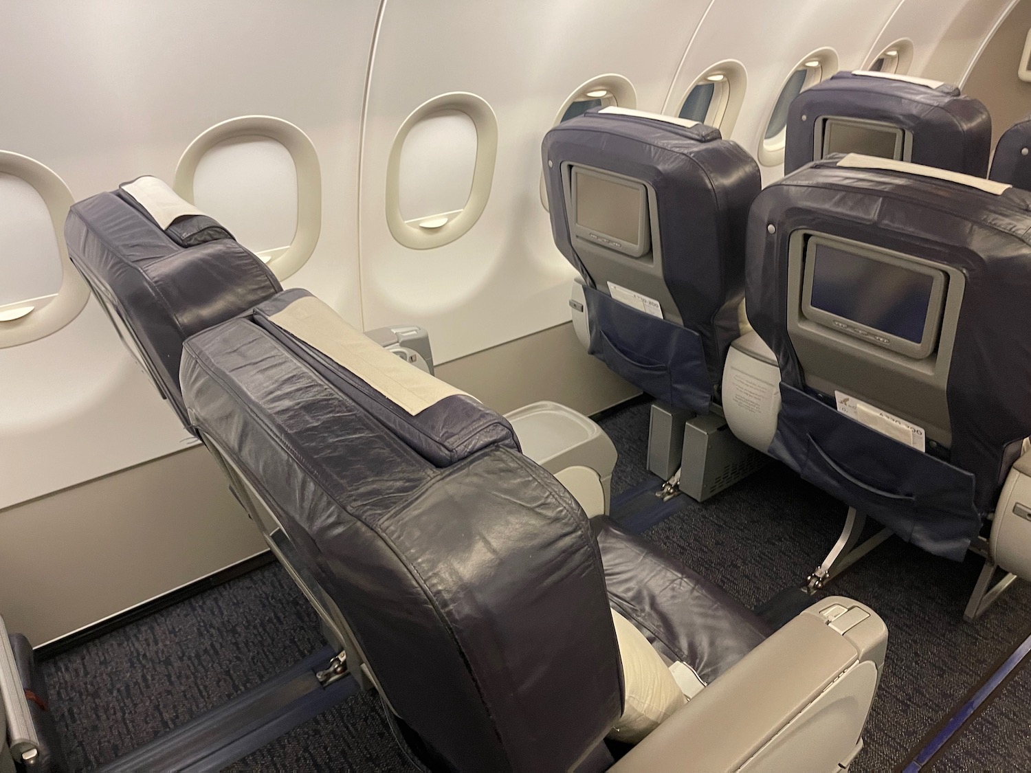 a row of seats in an airplane