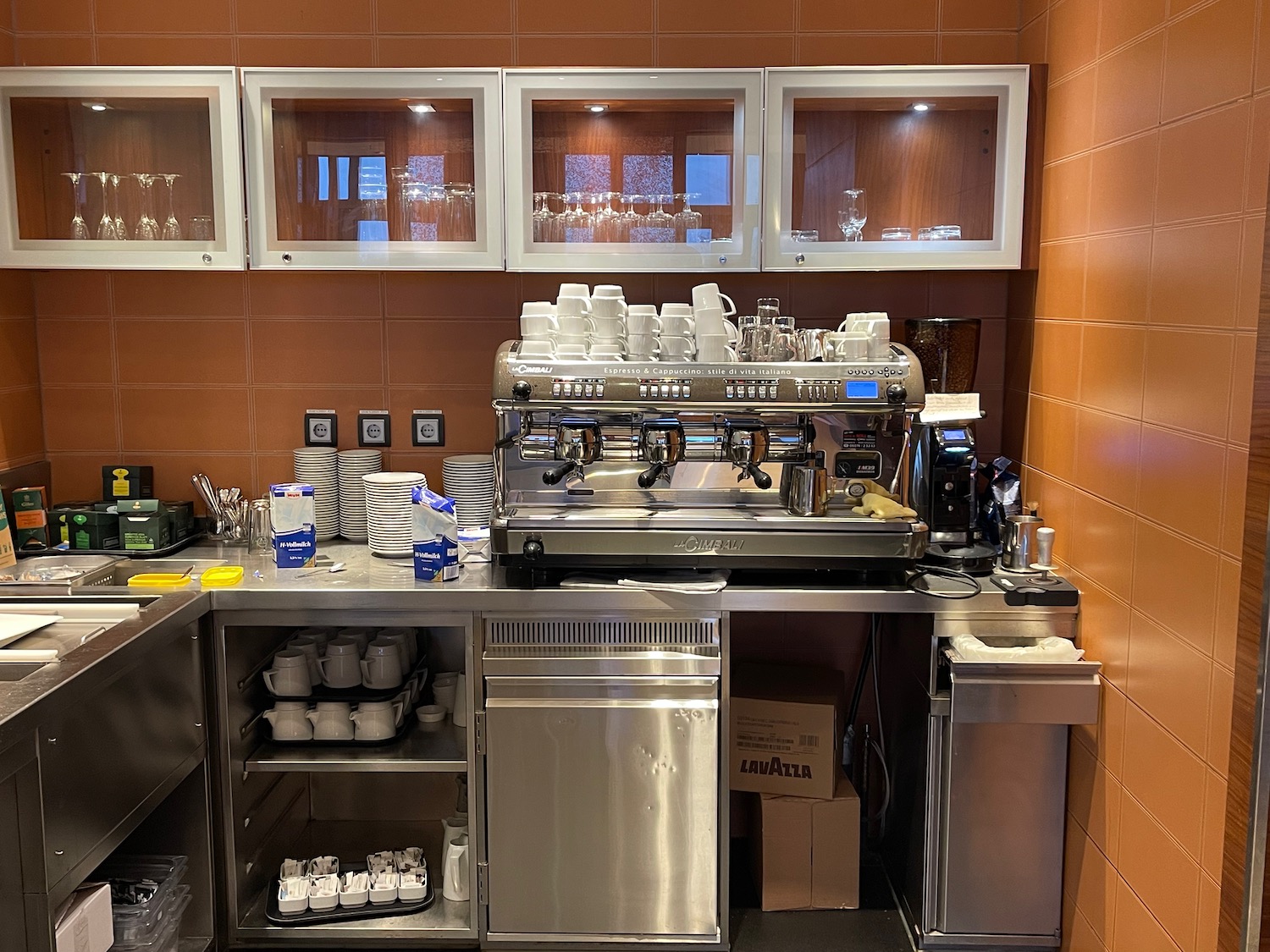 a coffee machine in a kitchen