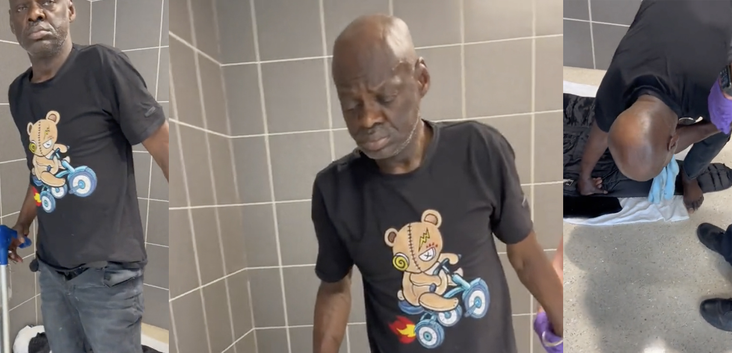 a man standing in a bathroom