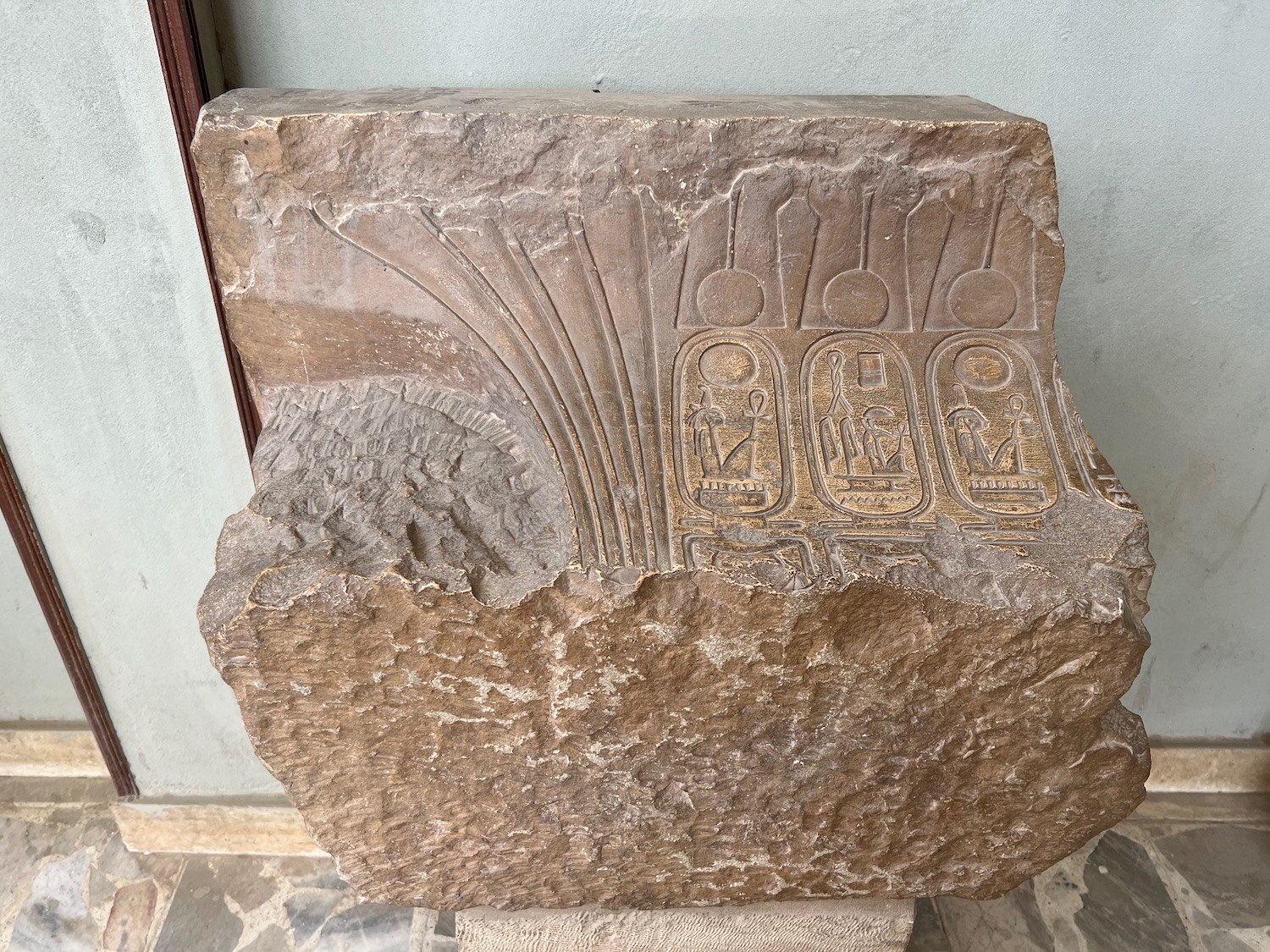 a stone with carvings on it