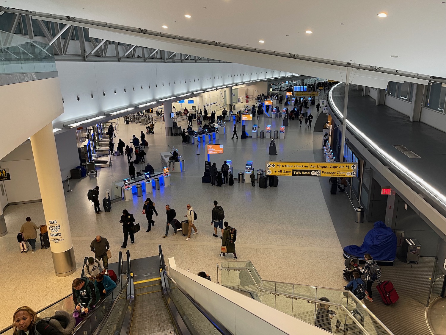 a group of people in an airport