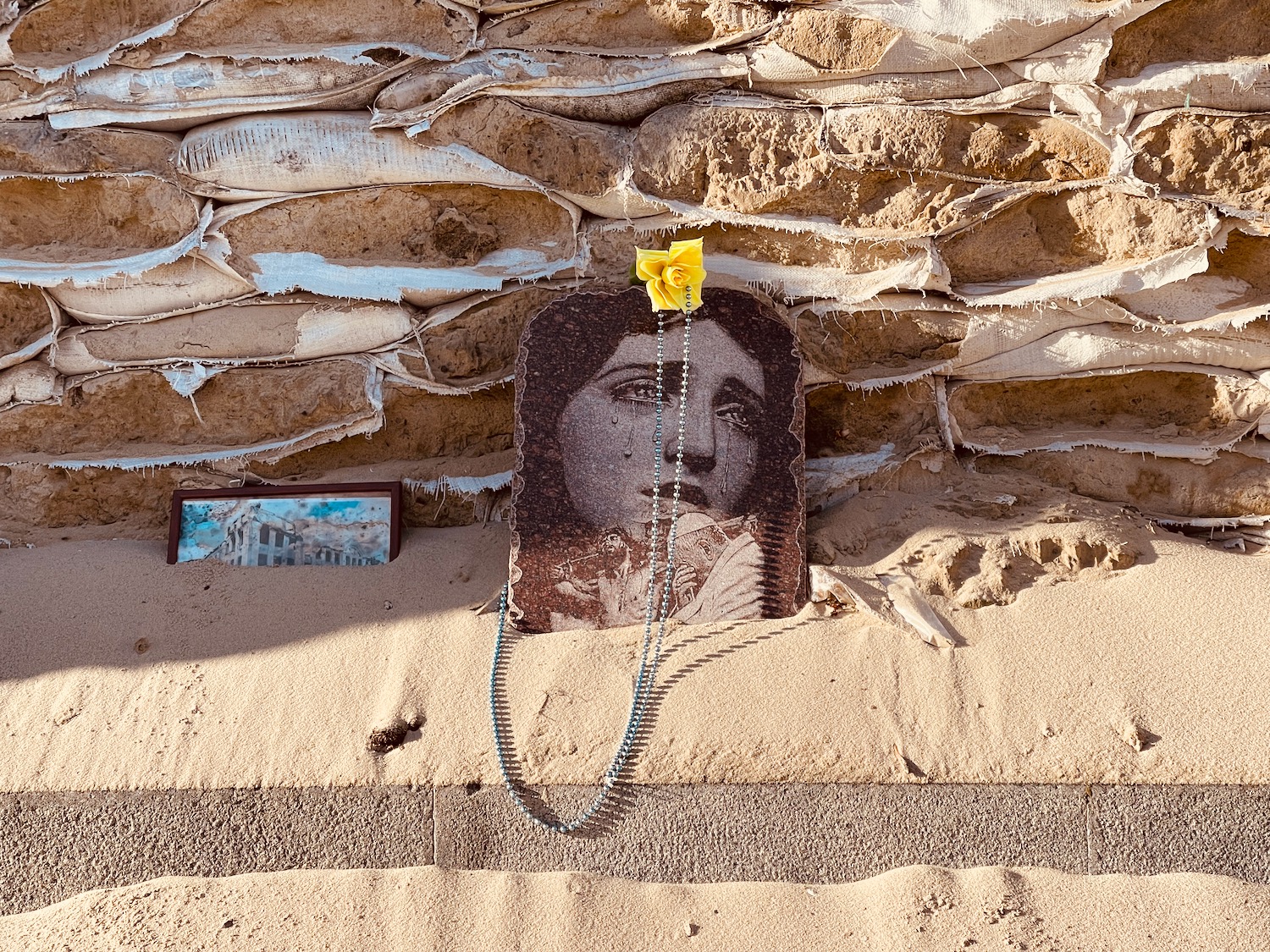 a stone with a flower on it