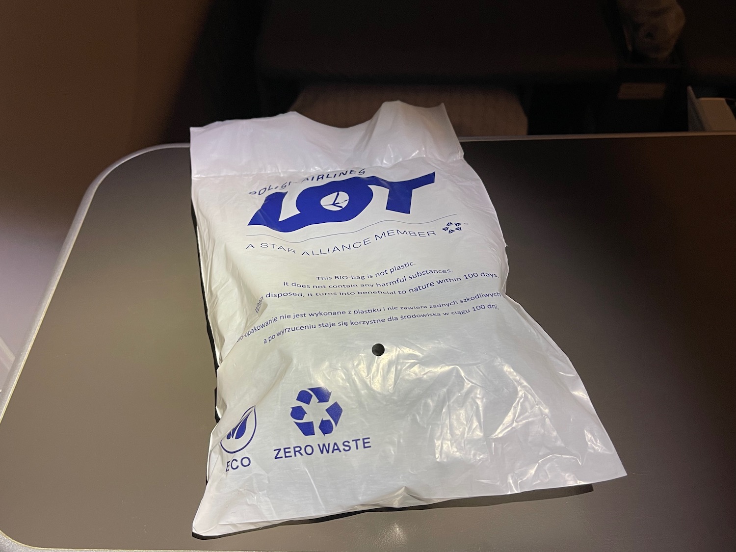 a white plastic bag on a table