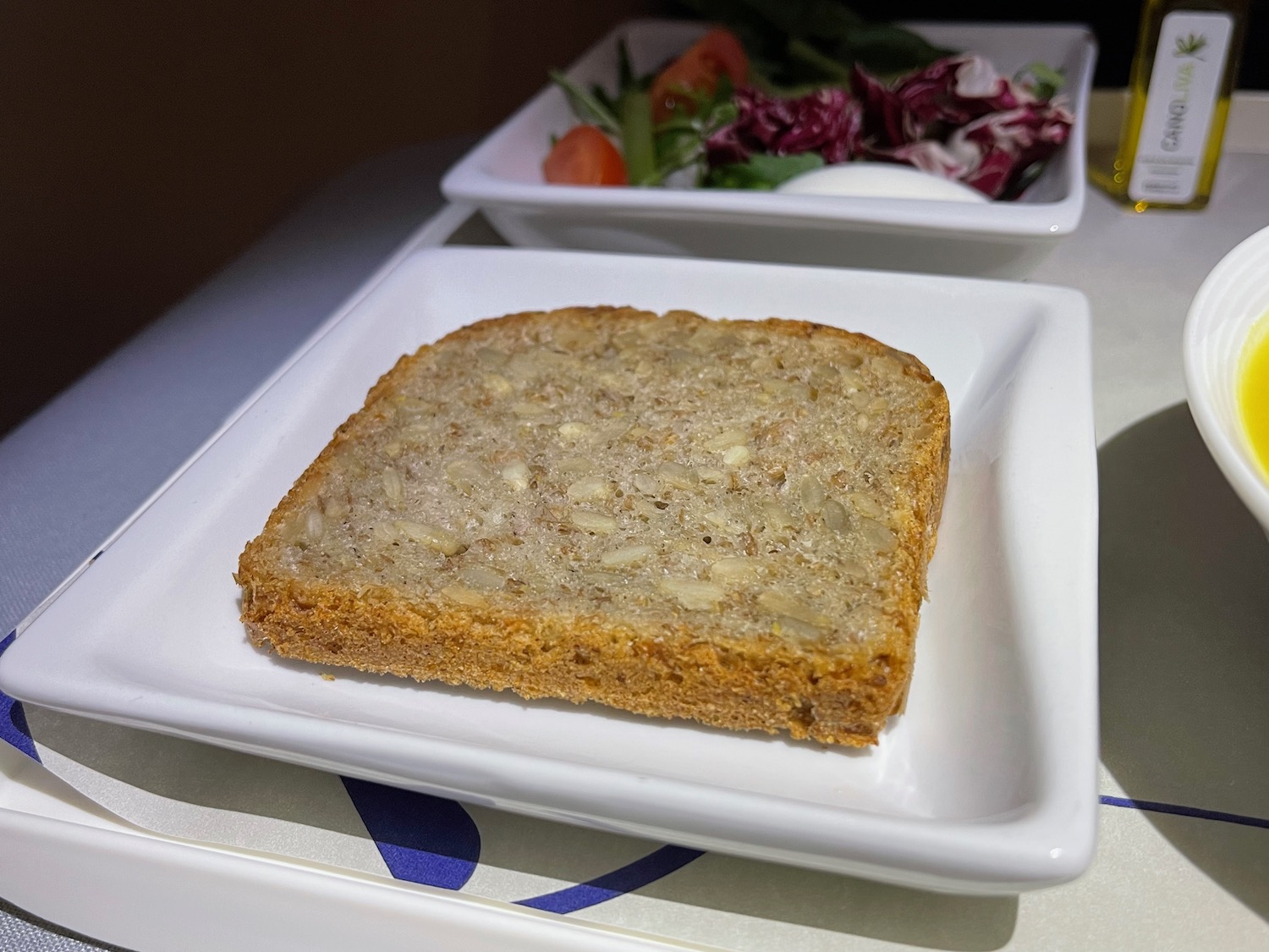 a piece of bread on a plate