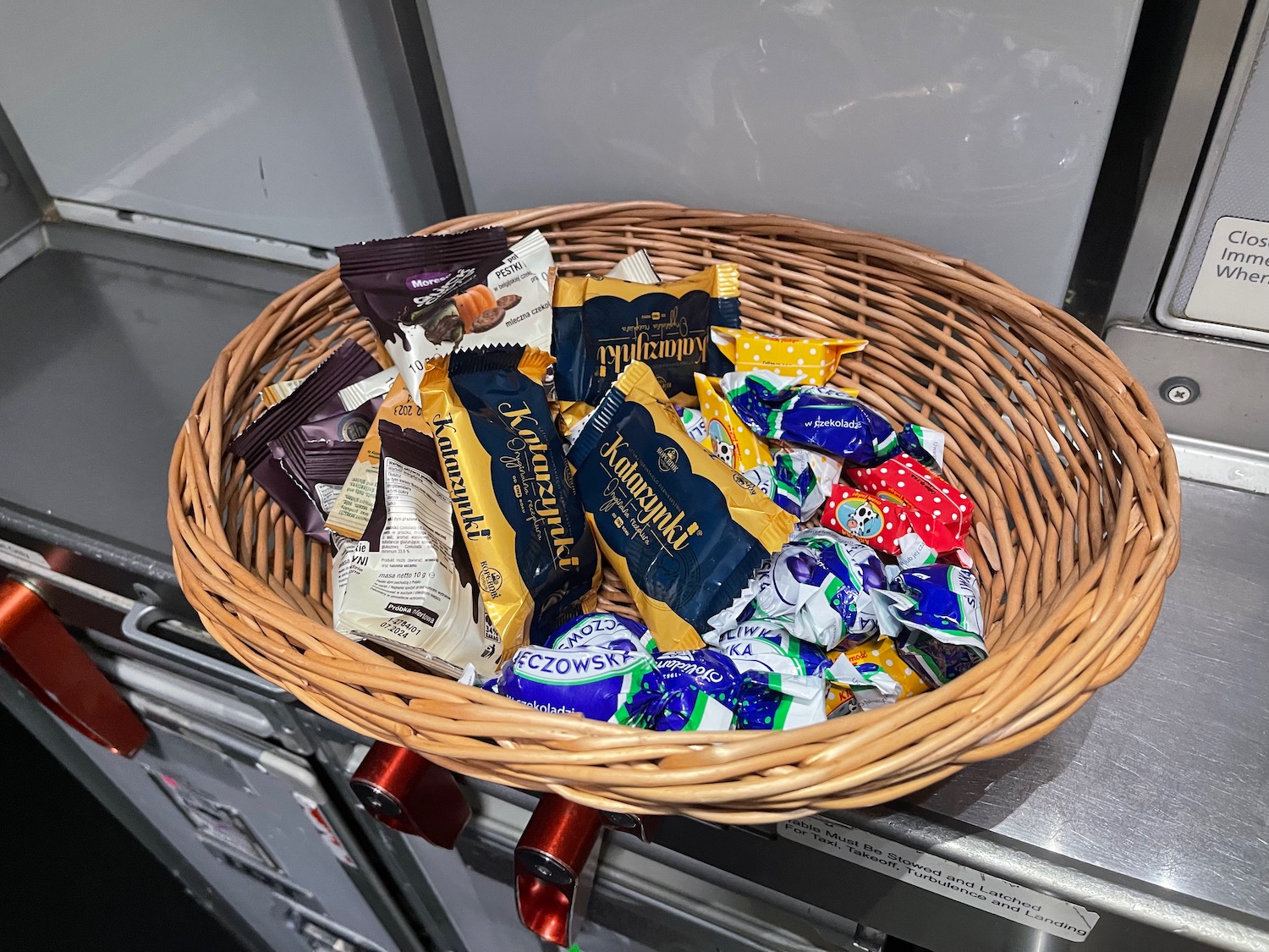 a basket of candy on a counter