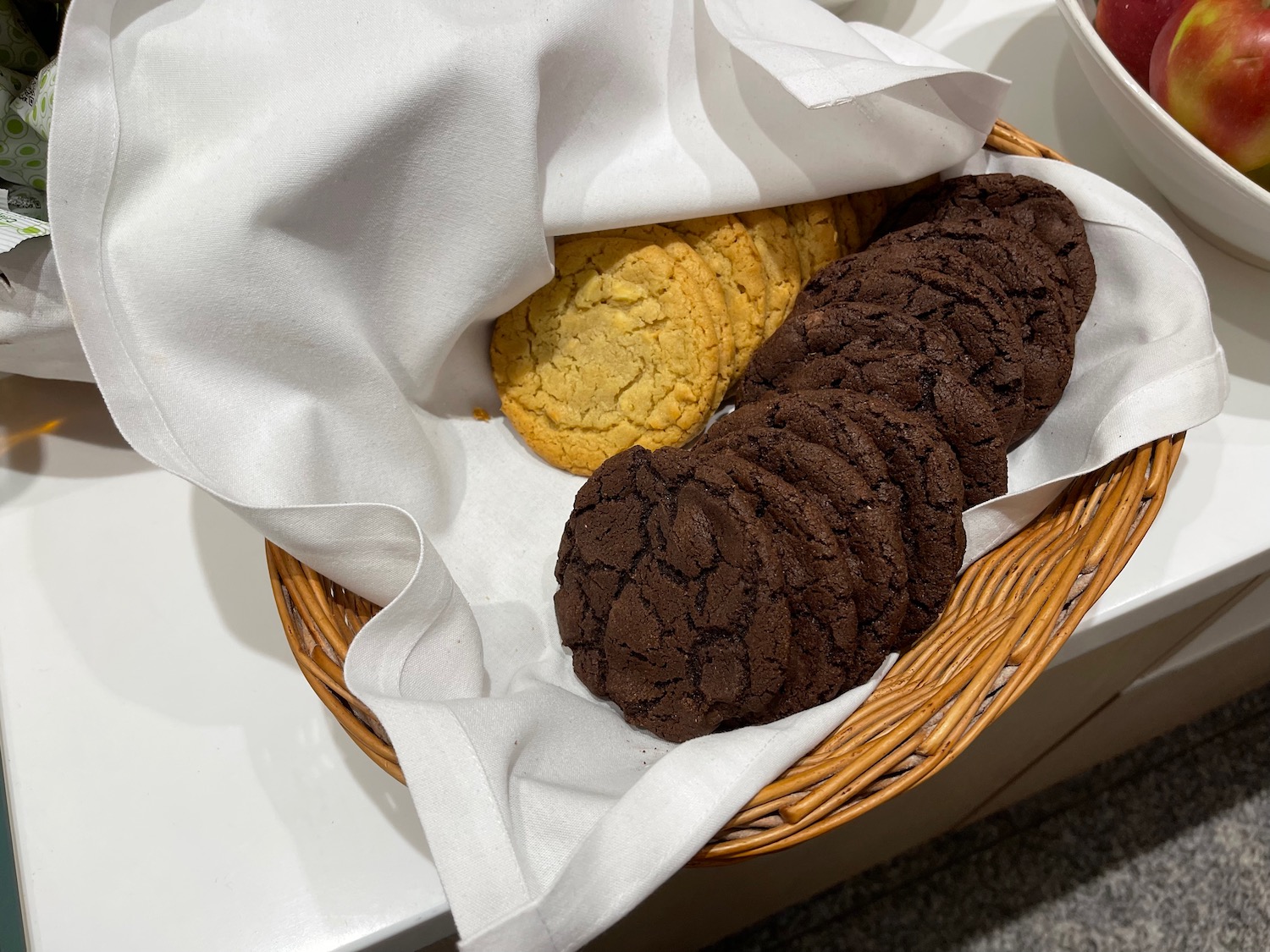 a basket of cookies on a table