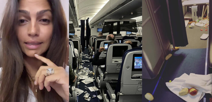 a group of people sitting in an airplane