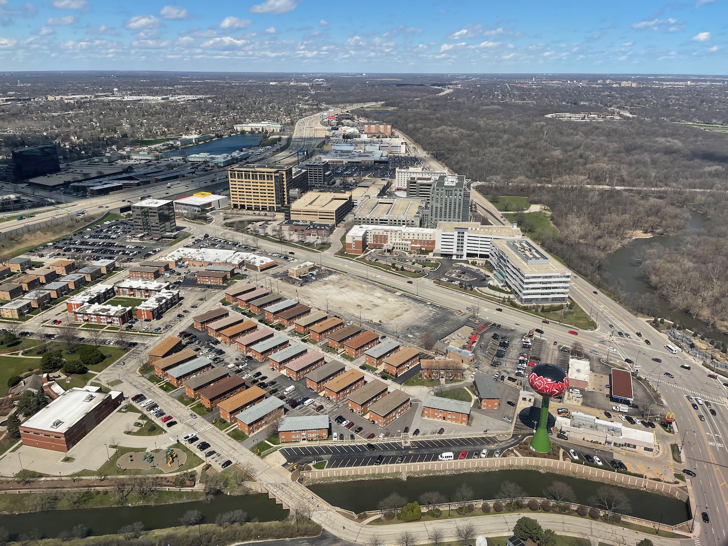 an aerial view of a city