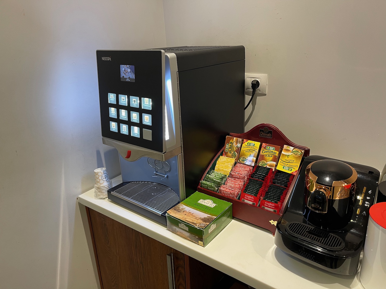 a coffee machine and a coffee machine on a counter
