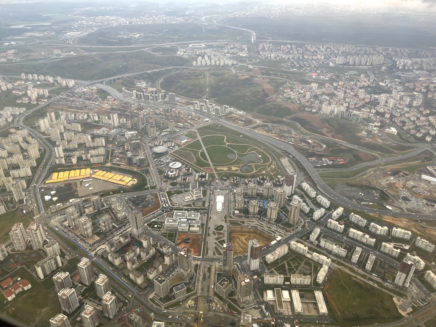 an aerial view of a city