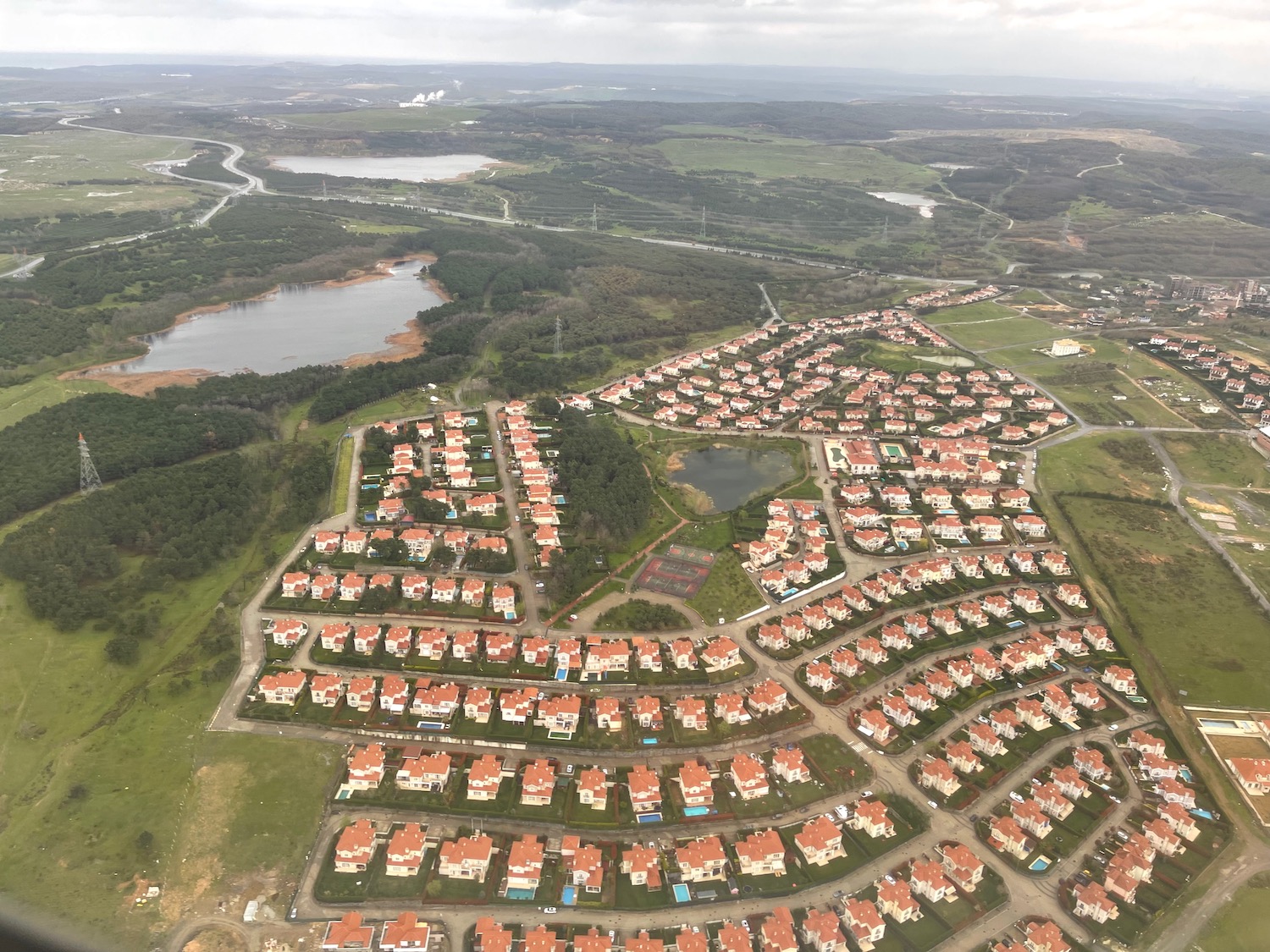 an aerial view of a neighborhood