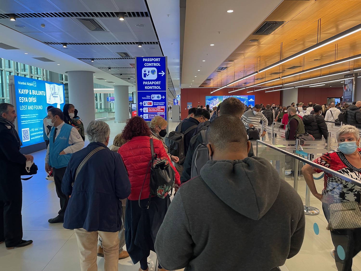 a group of people in a terminal