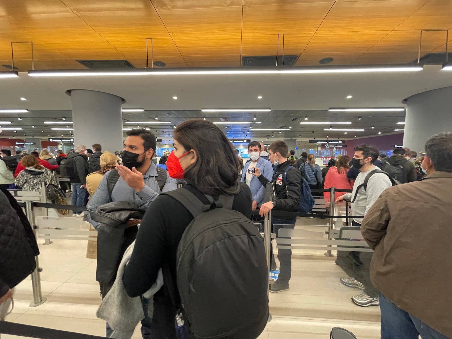 a group of people in a terminal