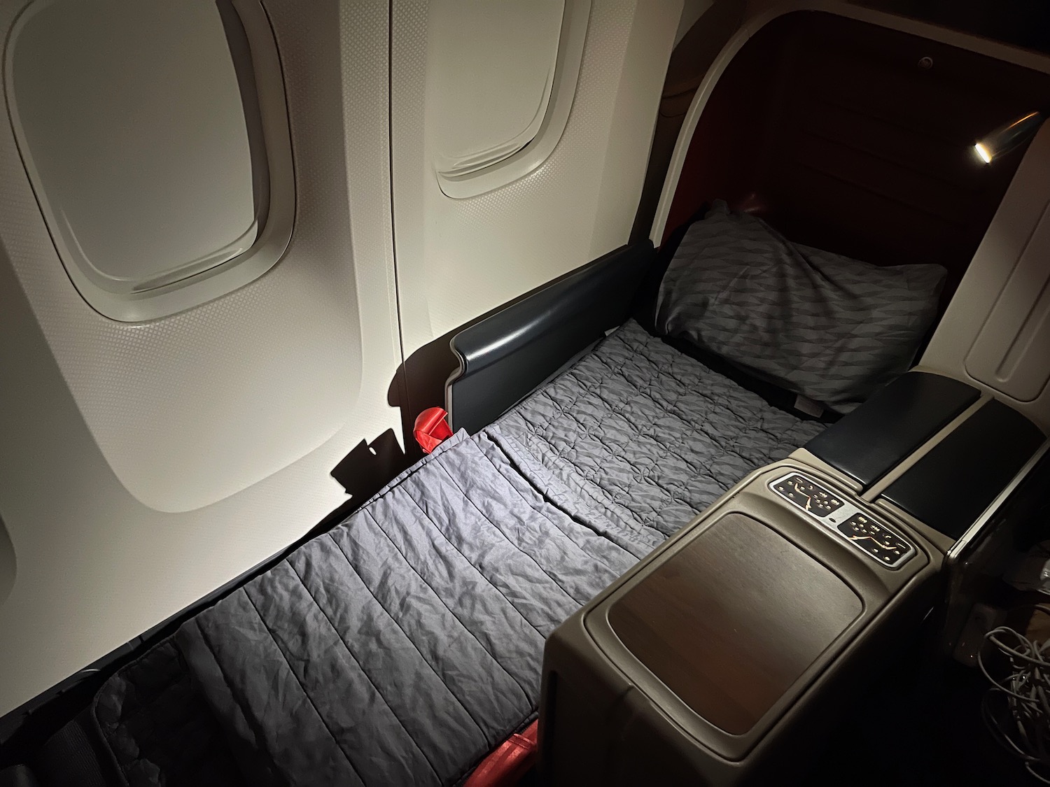 a bed in an airplane